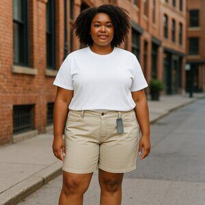 New Lee Riders Womens Size 22 x 9 Lt Beige Regular Fit Mid Rise Chino Short 22M